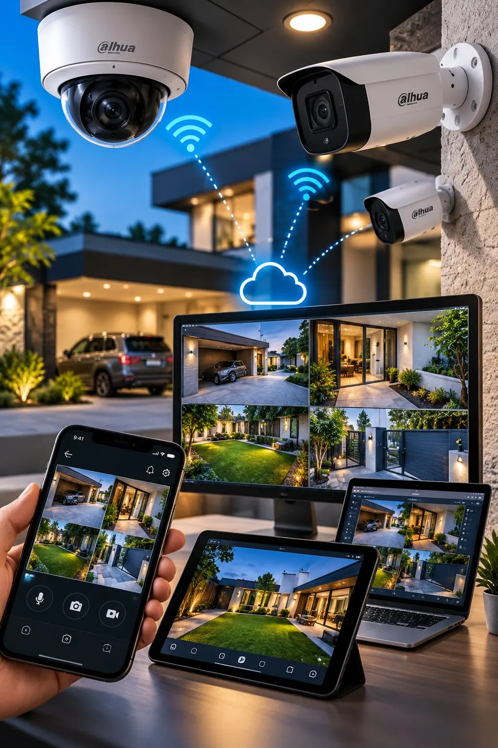 Cámaras conectadas a la nube y vistas en vivo en celular, tablet, monitor y laptop