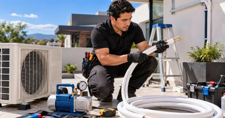 Técnico instalando un minisplit